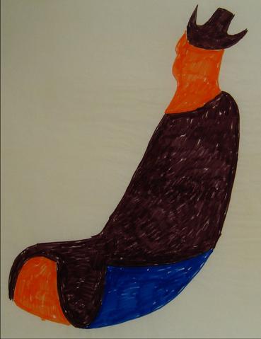 Abstracted Man with Cowboy Hat<br>1970s Felt Marker<br><br>#7597