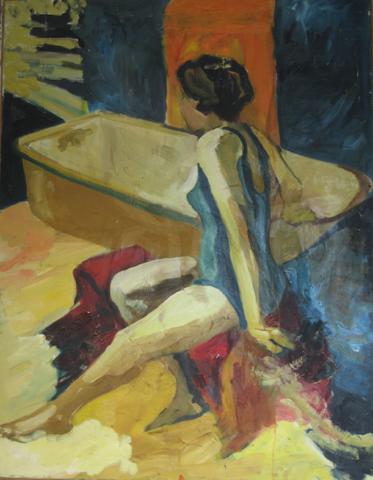 <i>The Bather</i><br>1950-60s Oil on Canvas<br><br>#4041