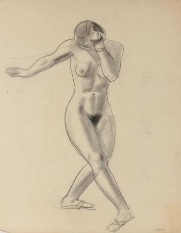 Nude Female Dancer&lt;br&gt;Early-Mid Century Graphite Drawing&lt;br&gt;&lt;br&gt;#90748