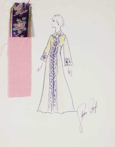 Floral Caftan in Purple&lt;br&gt; Gouache &amp; Ink Fashion Illustration&lt;br&gt;&lt;br&gt;#26184