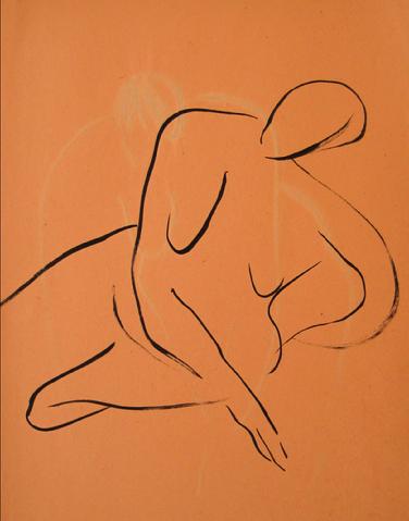 Minimalist Ink Wash Figure<br>1930-50s<br><br>#15979