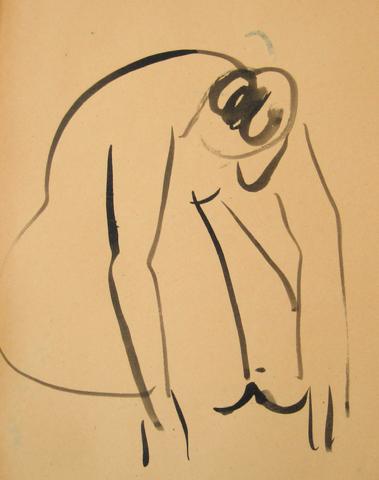 Minimalist Ink Wash Figure<br>1930-50s<br><br>#15977