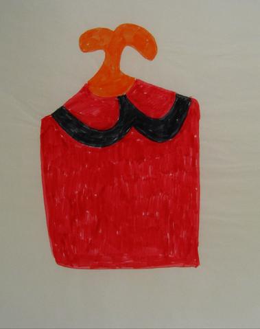 Red & Black Felt Marker Abstract<br>1970s Drawing<br><br>#7592