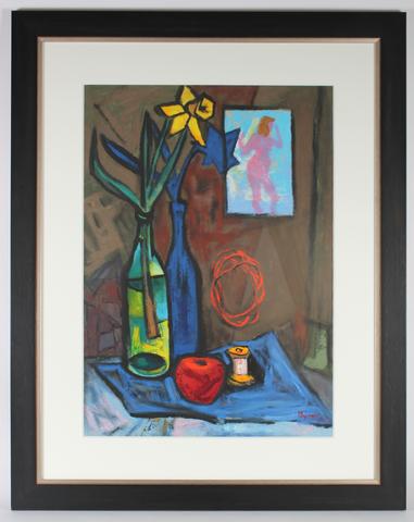 <i>Bottle, Shadow, Apple</i><br>1956 Oil<br><br>#33556