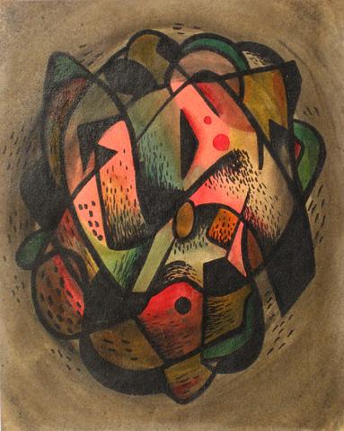 Vibrant Circular Abstract <br>1940s, Tempera Paint<br><br>#13530