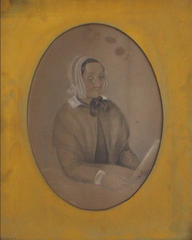 Old Woman Reading<br>Early-Mid 1800s Mixed Media<br><br>#10115