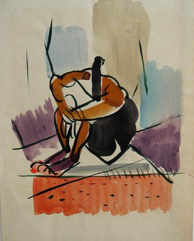 Color Field & Figure<br>Watercolor & Ink, 1930-50s<br><br>#16054