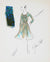 Spring Dress with Bowed Collar<br> Gouache & Ink Fashion Illustration<br><br>#26153