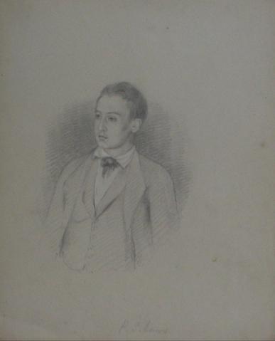 P. S. Lewis Portrait Study<br>Early-Mid 1800s Graphite<br><Br>#10093