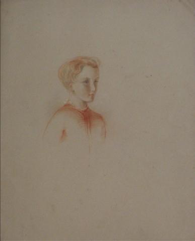 Side View of a Boy<br>Early-Mid 1800s Colored Pencil<br><br>#10096