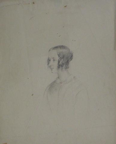 Portrait Study of a Young Woman<br>Early-Mid 1800s Graphite<br><br>#10108