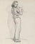 A Poised Woman<br>Early-Mid Century Graphite Drawing<br><br>#90745