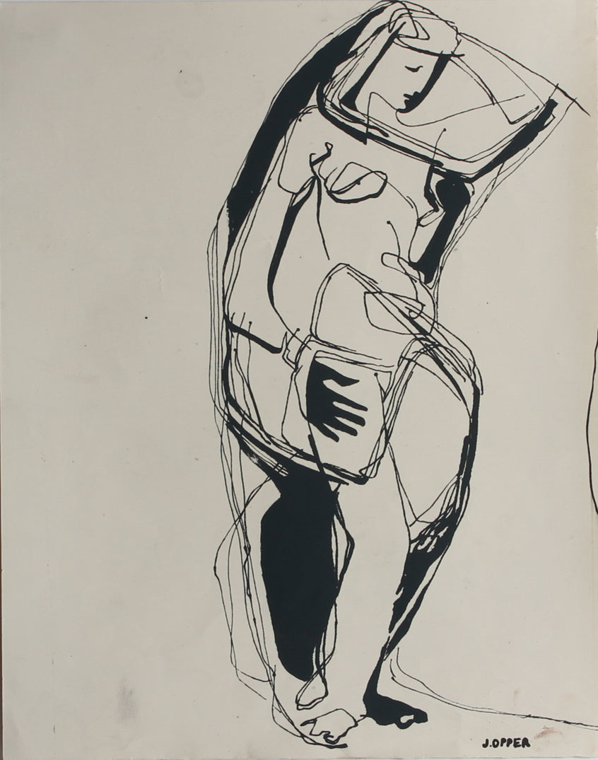 Modernist Standing Nude <br>1940-50s Stone Lithograph <br><br>#38860