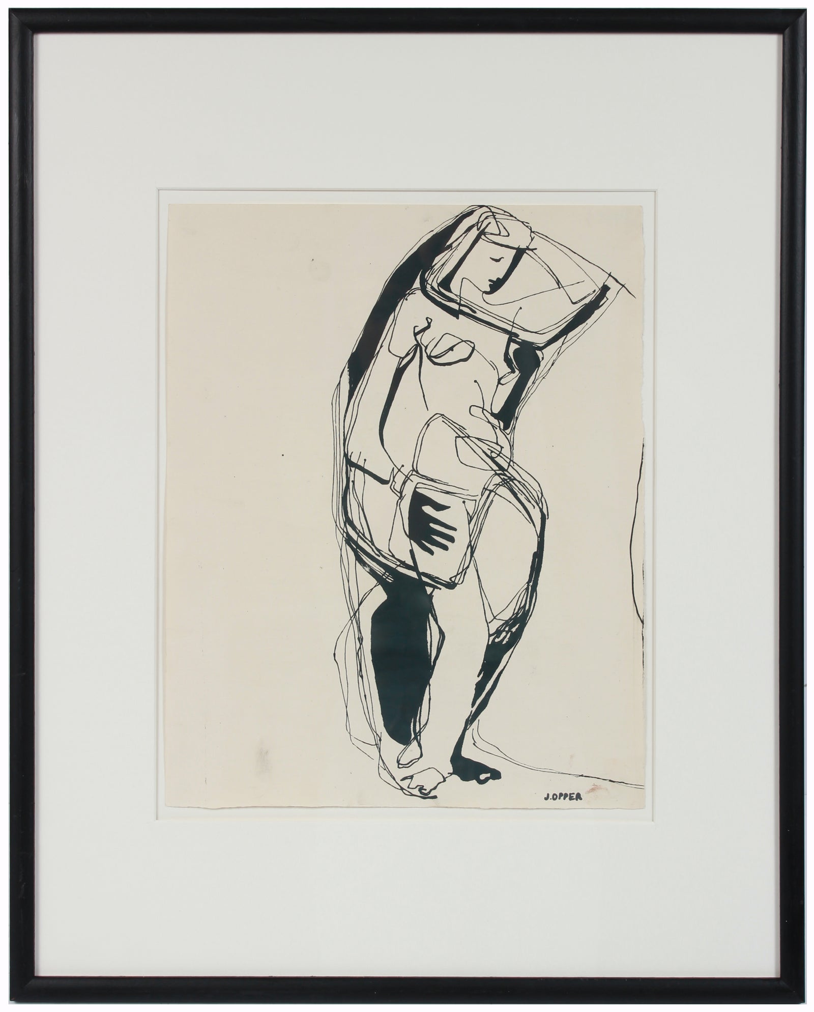 Modernist Standing Nude <br>1940-50s Stone Lithograph <br><br>#38860