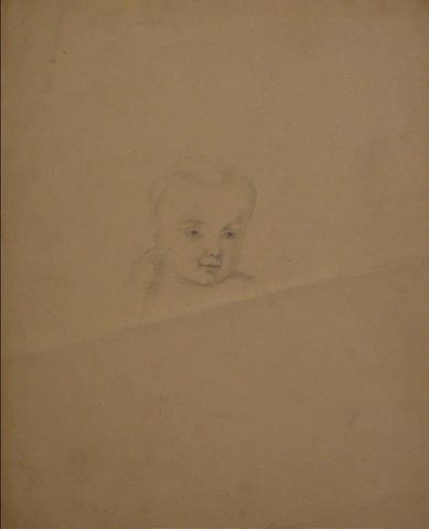 Face Study of a Young Child<br>Graphite, Early-Mid 1800s<br><br>#10133