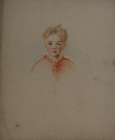 Portrait Study of a Young Boy<br>Colored Pencil, Early-Mid 1800s<br><br>#10095