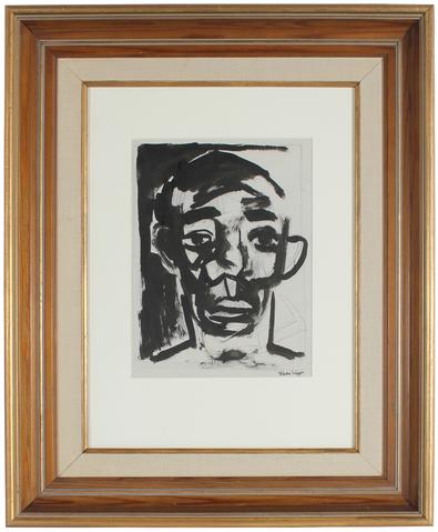 Modernist Male Portrait<br>Mid Century Ink & Graphite<br><br>#49934
