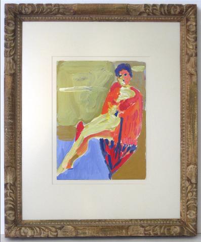 Elegant Figure with Umbrella<br>1950-60s Distemper<br><br>#12649