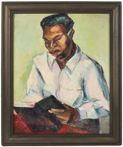 Man Reading<br>1940s Oil<br><br>#49248