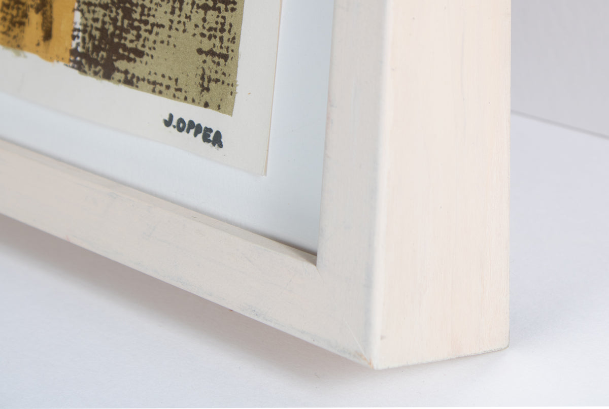 Yellow and Brown Abstract <br>1940-50s Stone Lithograph <br><br>#40736