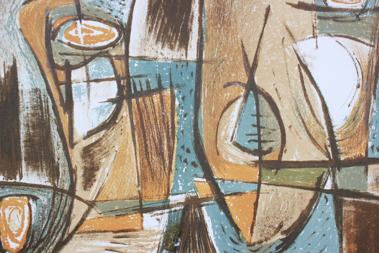 Warm Organic Forms<br>1940-50s Stone Lithograph<br><br>#40768