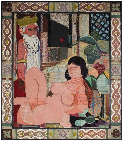 Expressionist Nude Scene<br>Mid Century Textile Fabric Collage<br><br>#51271