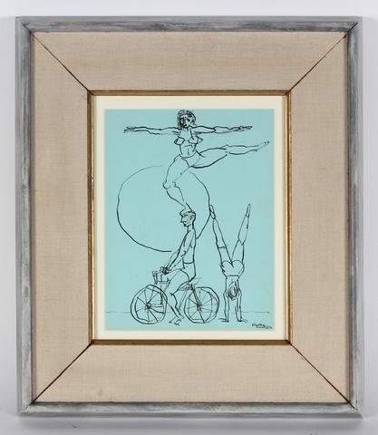 Acrobat Trio<br>1956 Ink on Cardstock<br><br>#30670
