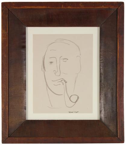 Man with Pipe<br>Mid Century Ink Wash<br><br>#49948