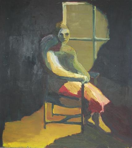 <i>The Window #2; Seated Nude with Dark</i><br>1959 Oil on Canvas<br><br>#4054