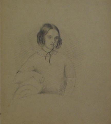 Early-Mid 1800s Graphite Drawing of a Young Woman<br>Portrait Study<br><br>#10135