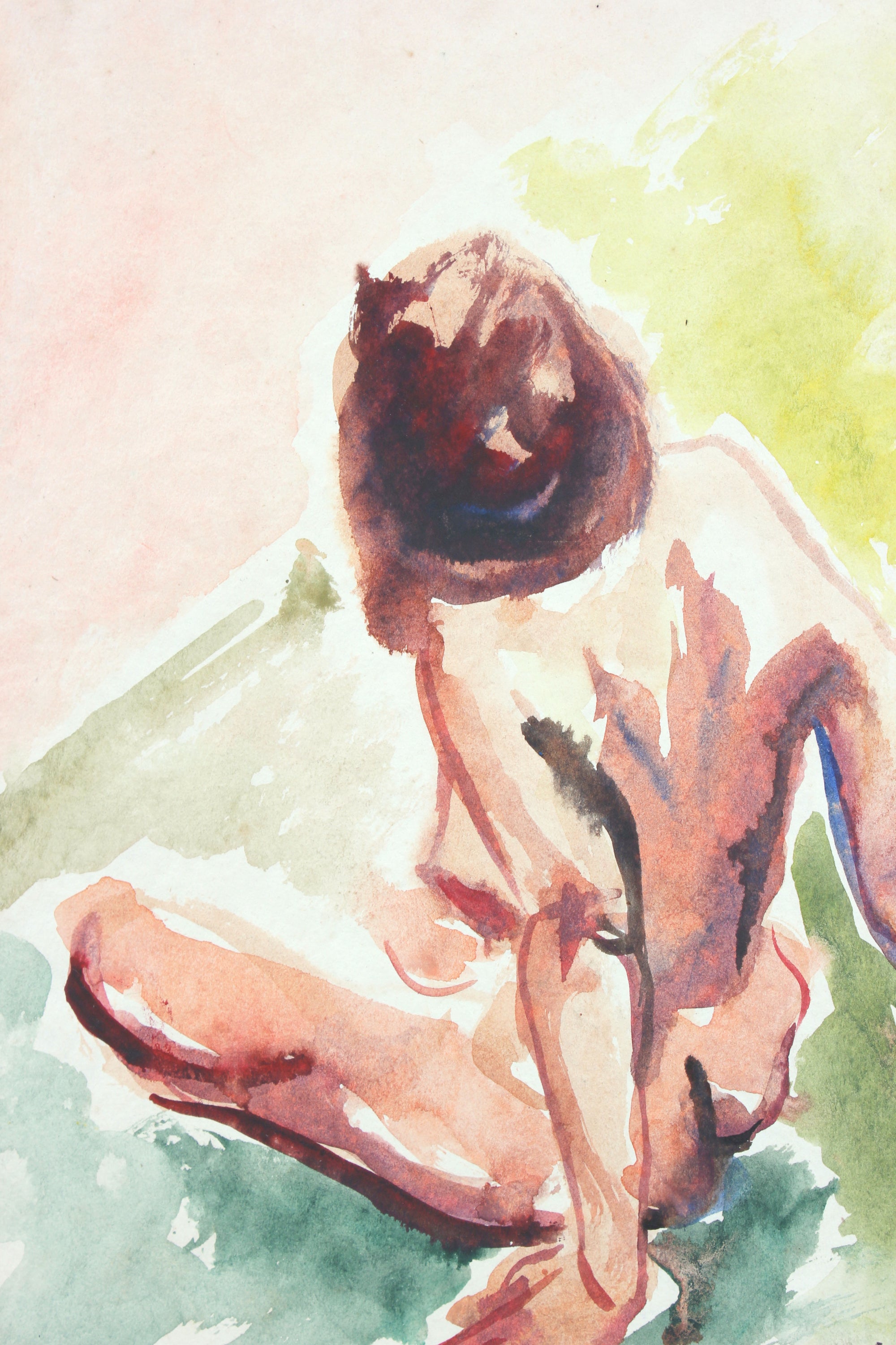 Modernist Nude Abstraction<br>1940-60s Watercolor<br><br>#4542