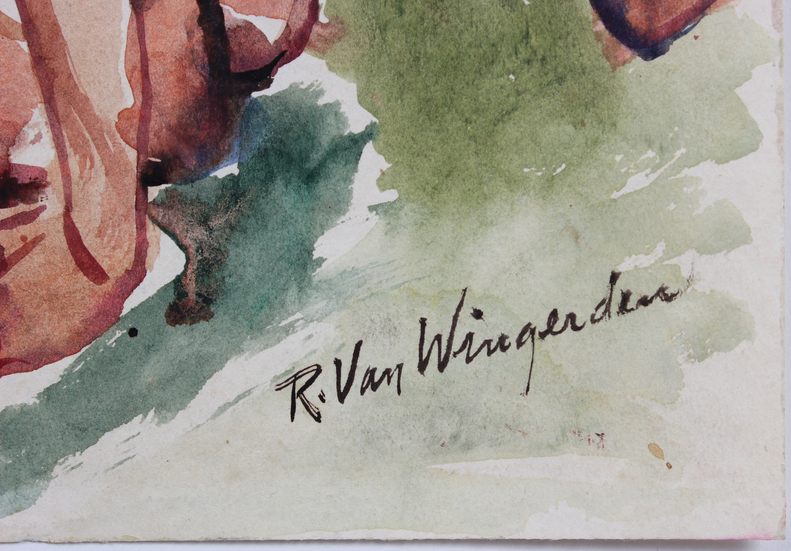 Modernist Nude Abstraction<br>1940-60s Watercolor<br><br>#4542