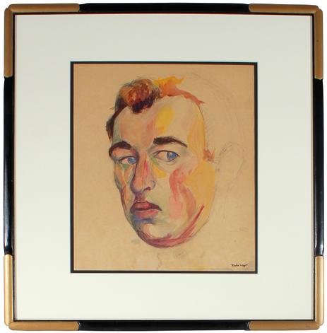 Male Portrait Study&lt;br&gt;Mid Century Monotype &amp; Pastel&lt;br&gt;&lt;br&gt;#49939