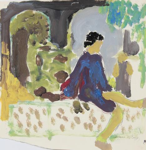 Bay Area Figurative Garden Scene<br>1964 Distemper<br><br>#23252