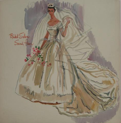 Lovely Bridal Fashion&lt;br&gt;Watercolor, 1946-54&lt;br&gt;&lt;br&gt;#5212