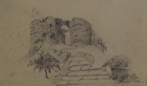 British Castle Ruins<br>Early-Mid 1800s Graphite<br><br>#10156