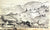 1940-60s Hillside Drawing<br>Ink on Paper<br><br>#10397
