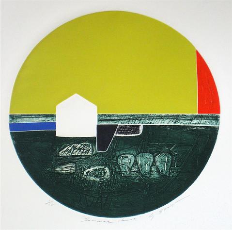 <i>Summer House</i><br>1976 Collograph Abstract<br><br>#12000