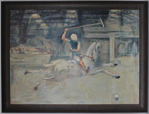 Polo Players on the Court&lt;br&gt;Mid Century Oil&lt;br&gt;&lt;br&gt;#19557