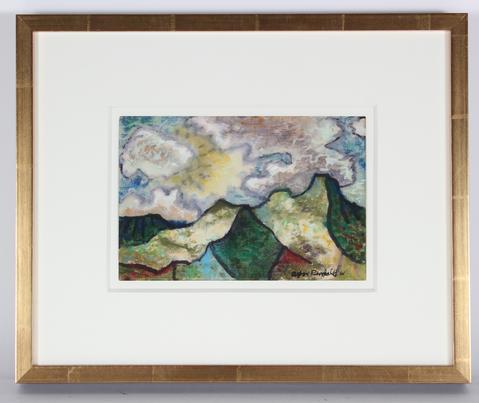 Punalu'u, Hawaii Landscape<br>1969 Ink & Pastel<br><br>#33395