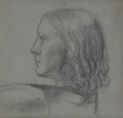 Modernist Portrait Study<br>1928-36 Graphite<br><br>#9571