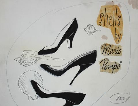 Shoes &amp; Shells&lt;br&gt;Mid Century Gouache&lt;br&gt;&lt;br&gt;#18593