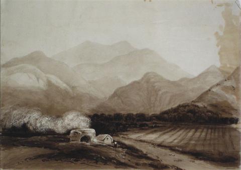 British Landscape in Sepia<br>Watercolor Scene<br><br>#10048