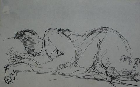 Woman at Rest<br>Ink, 1940-60s<br><br>#10391