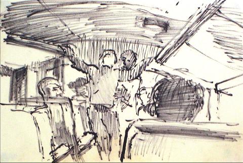 Modernist Train Scene<br>New York, 1940-60s<br><br>#10392