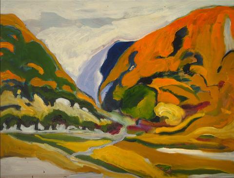 <i>Golden Hills of Halfmoon Bay</i><br>1980s Oil Landscape<br><br>#12724