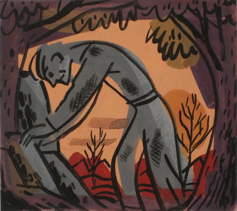 Wounded Soldier<br>1930-60s, Tempera Paint on Paper<br><br>#13192