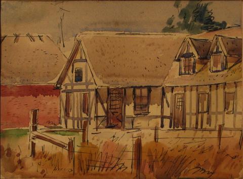 <i>Solvang House</i><br>1930-60s, Ink & Watercolor on Paper<br><br>#13398