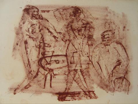 Modernist Figurative Trio<br>1960s Pastel<br><br>#14904