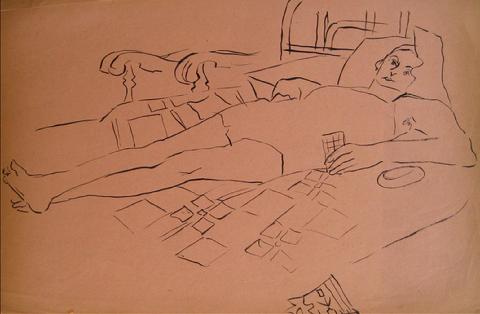 <i>Relaxation</i><br>1930-50s Pen & Ink<br><br>#16016
